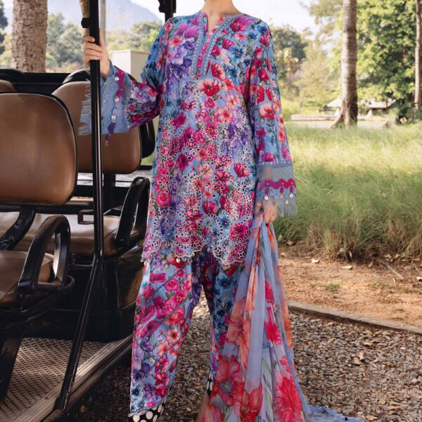 3 Piece Unstitched Embroidered Lawn Suit