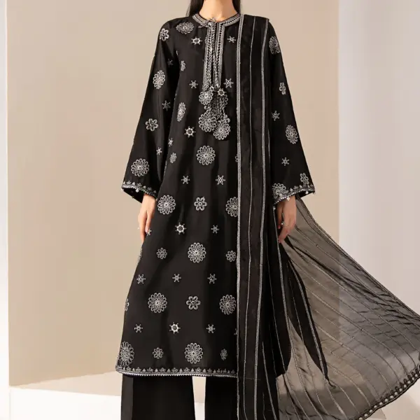 3 Piece Embroidered Tissue Staple Suit